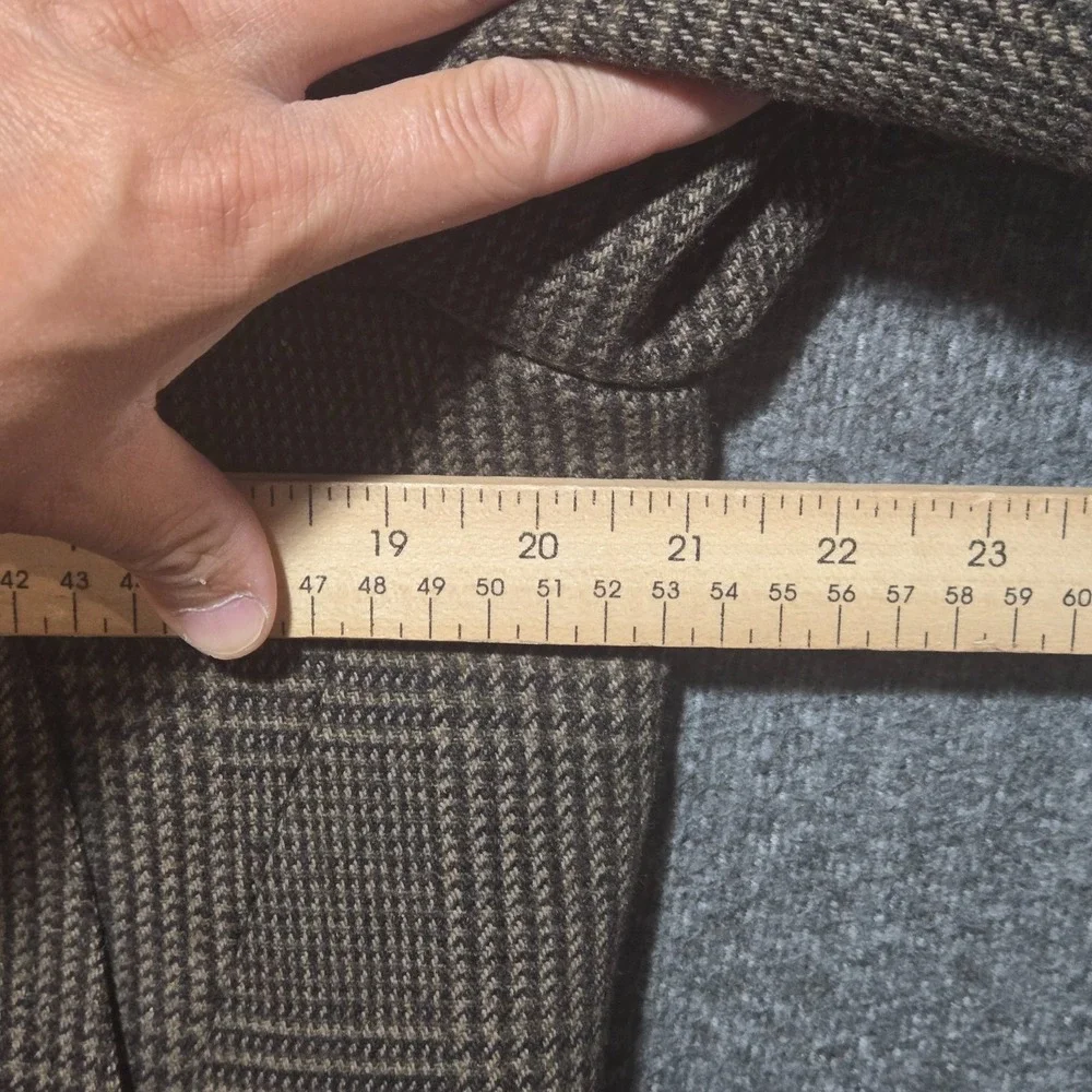 Banana Republc Overcoat Double Breasted Sz M Brown Glen Plaid Houndstooth Wool